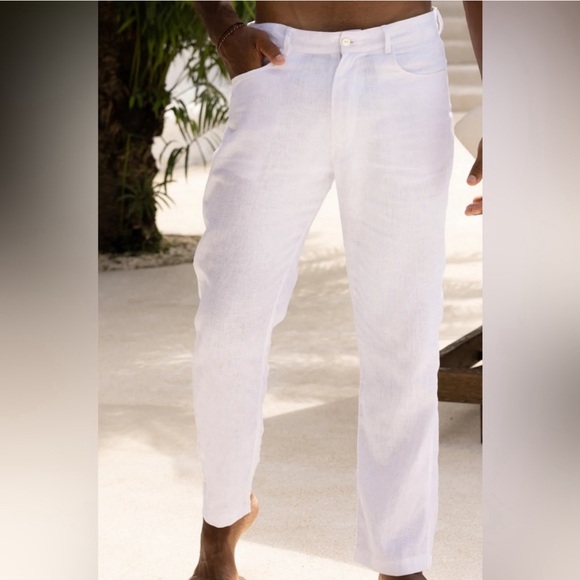 Kenny Flowers THE CASA BLANCA
WHITE LINEN VACATION PANTS Small - Picture 2 of 8
